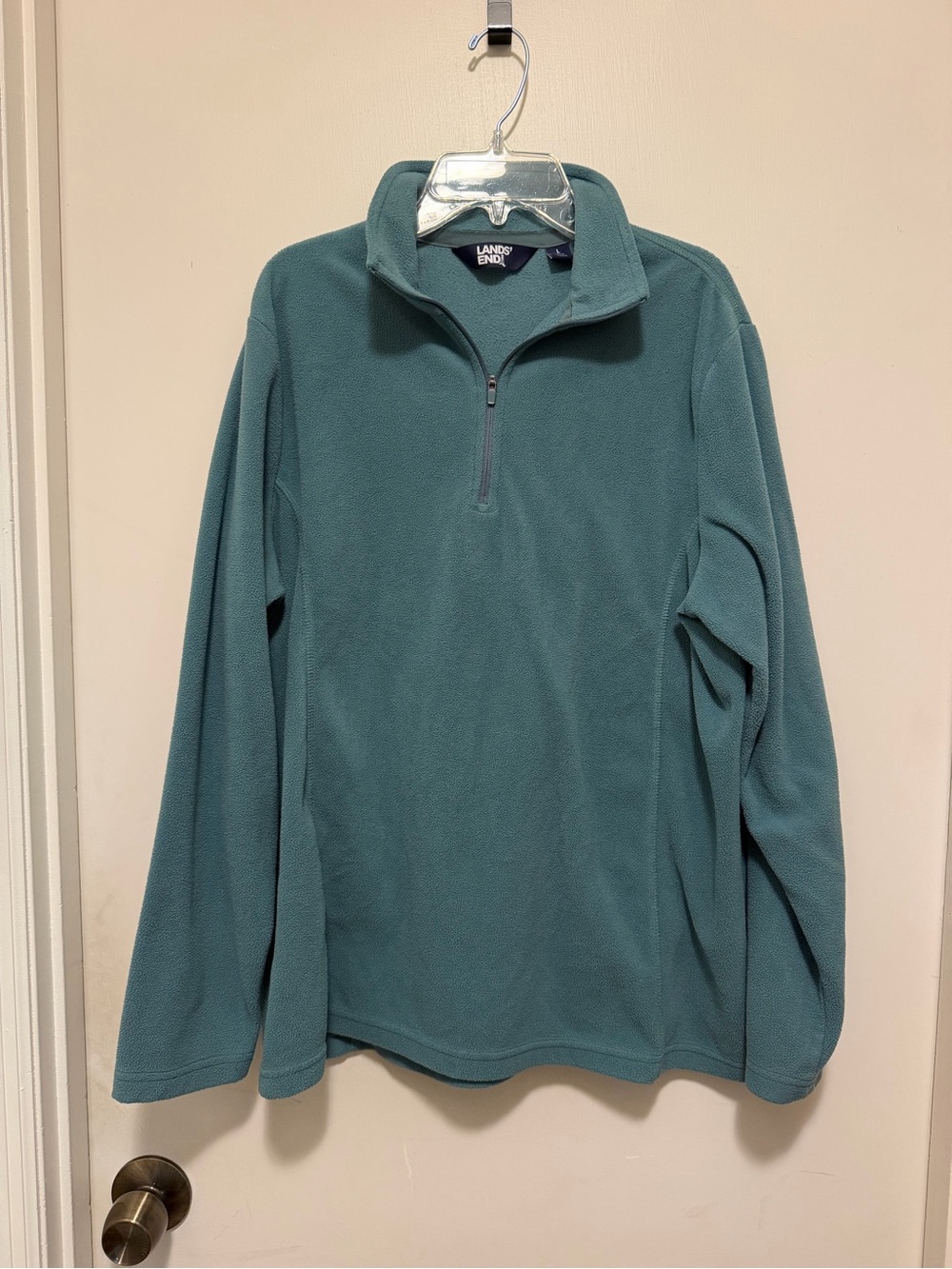 Lands' End Men's Light Green Half-Zip Fleece Pullover Size Large